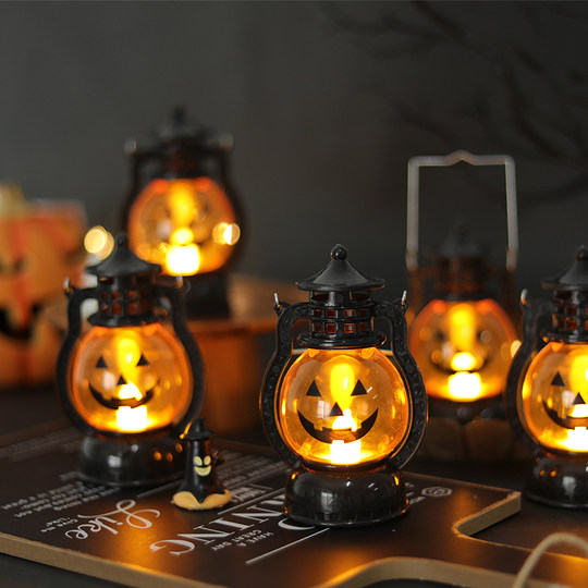 Halloween Portable Pumpkin Glow Lantern Cake Decoration