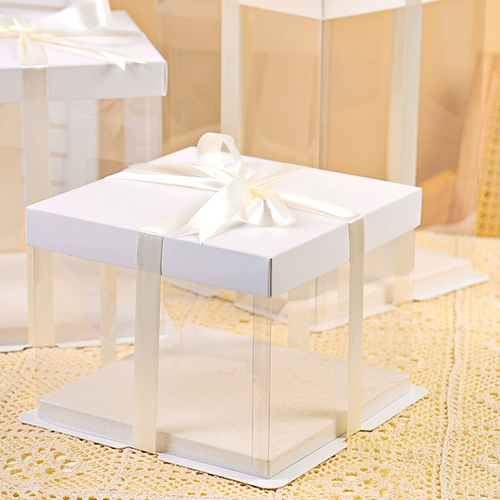 Полностью прозрачная коробка для торта на день рождения 4 дюйма, восемь дюймов, 4 -дюймовая 6 -дюймовая 8 -дюймовая 10 -дюймовая одноразовая упаковочная коробка с высокой высокой силой