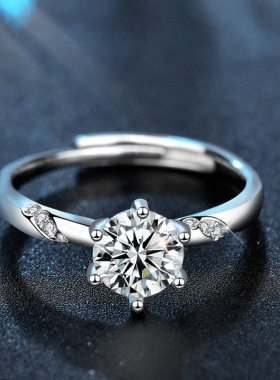 925银小众六爪开口钻戒2克拉