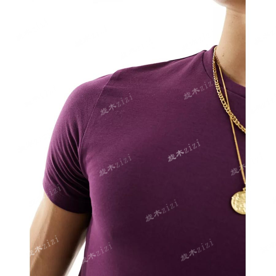 男子微弹修身紫色圆领短袖衫英国代购正品2024夏日常通勤休闲T恤