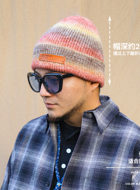 Acap男女秋冬渐变色针织帽