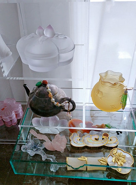 亚克力茶具茶壶多宝阁展示置物架桌面收纳架格子架展示架博古架