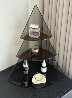桌面转角置物架化妆品收纳盒香水亚克力收纳架餐桌墙角杯架