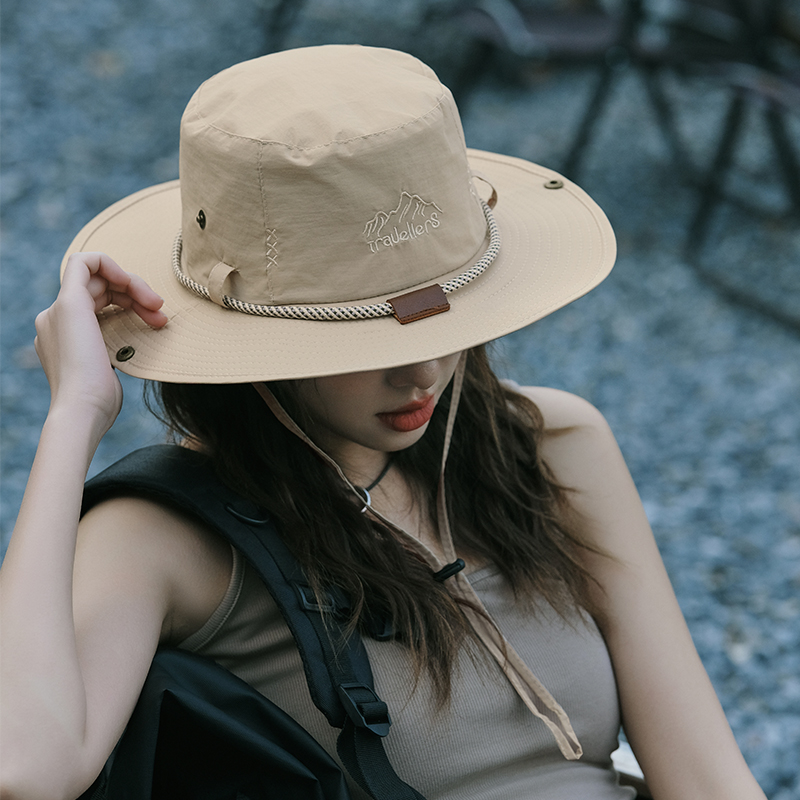 夏季西部牛仔户外徒步登山帽大帽檐遮阳防晒女日系渔夫帽子大头围