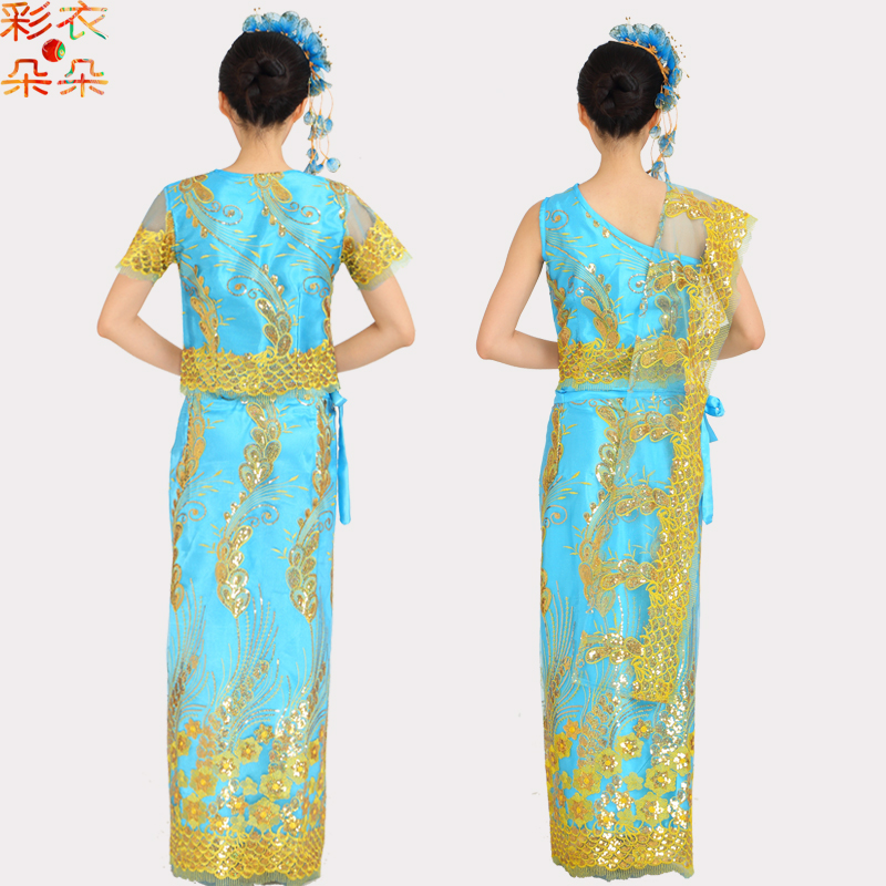 彩衣朵朵 泰国风情服装西双版纳傣族筒裙 孔雀