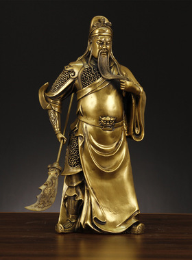 纯铜关公神像摆件九龙关公铜像武财神关公像家用供奉佛像大号