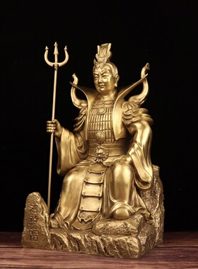 铜石敢当摆件人物佛像泰山神石敢当坐像铜像家居办公室供奉大神像