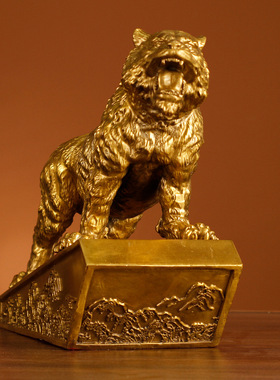 虎年礼品纯铜老虎生肖财源虎金钱虎上山虎工艺品摆件虎啸山河