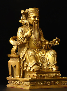 纯铜土地公神像供奉家用福德正神地主爷爷 土地婆婆公公铜摆件