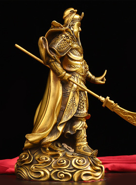 纯铜关公佛像摆件提刀武财神关圣帝君关二爷家居店铺吉祥装饰礼品