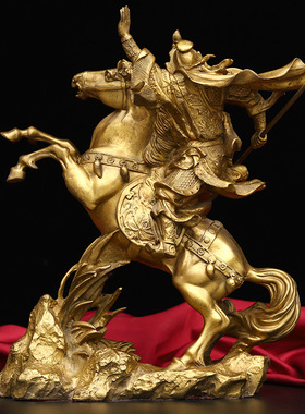 全铜骑马关公摆件武财神关羽关二爷神像大刀关帝客厅办公室工艺品