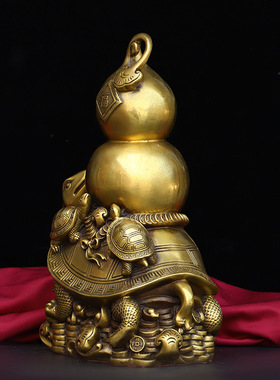 纯铜龙龟摆件家居办公室福禄龙头龟背葫芦铜龙龟商务礼品母子龙龟