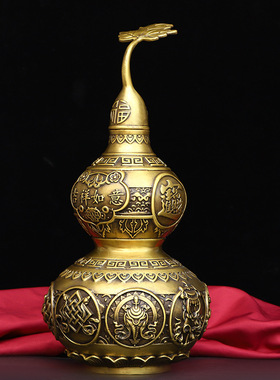 黄铜葫芦空心摆件铜八宝葫芦客厅办公室装饰开业乔迁工艺礼品摆设