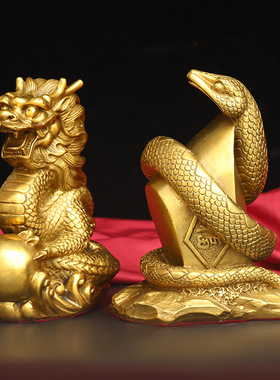 纯铜十二生肖摆件全套鼠牛虎兔龙蛇马羊猴鸡狗猪吉祥如意生肖三合
