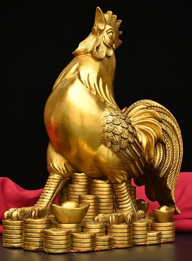 纯铜鸡摆件金钱公鸡母鸡家居客厅装饰品工艺品礼品如意生肖鸡摆设