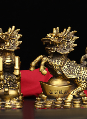 纯铜麒麟送子纳福摆件大小号财富麒麟吉祥如意家运家居礼品摆件