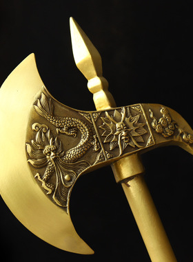 纯铜斧头摆件龙头开山斧子府上有龙乔迁新居吉祥如意装饰工艺礼品