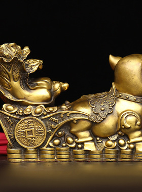 纯铜如意猪摆件富足美满金猪送百财吉祥如意吉祥物家居装饰工艺品