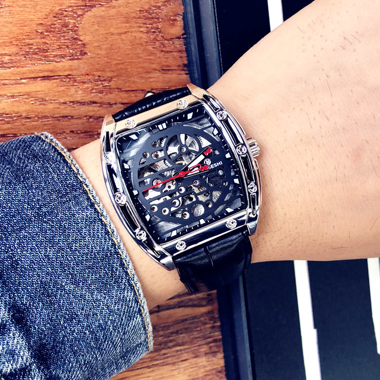 黑科技酒桶方形镂空全自动1机械表 酷林手表国产腕表