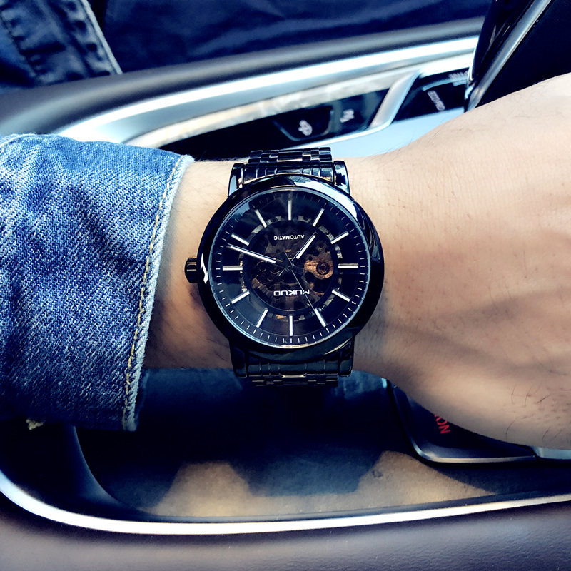 黑武士潮牌个性商务镂空全机械表 酷林手表国产腕表