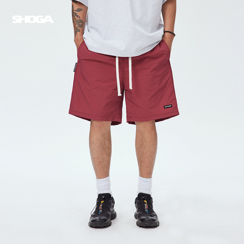 SHOGA短裤男夏新品宽松五分裤日系复古潮流抽绳直筒中裤休闲短裤,淘宝优惠券,粉丝福利购,淘宝优惠卷