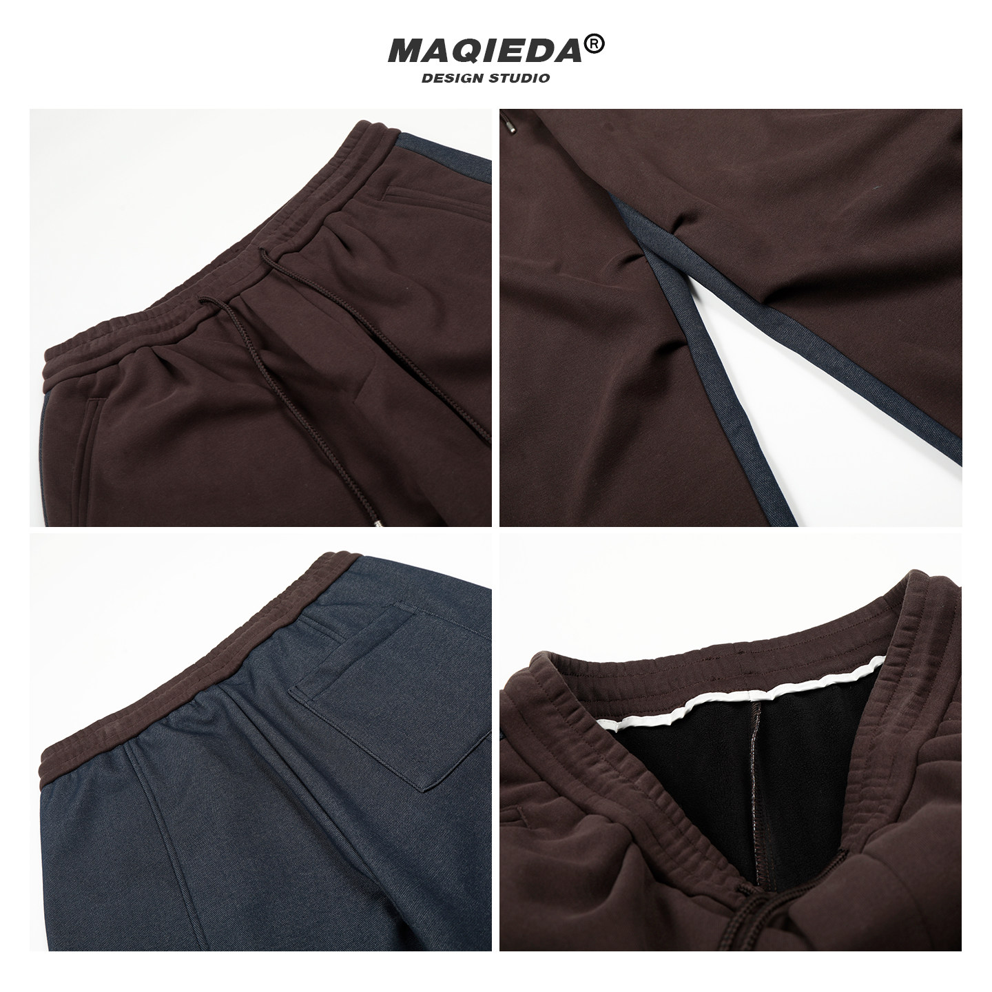 马切达冬季拼色男款保暖加绒休闲裤小众直筒卫裤美式百搭潮流长裤,淘宝优惠券,粉丝福利购,淘宝优惠卷