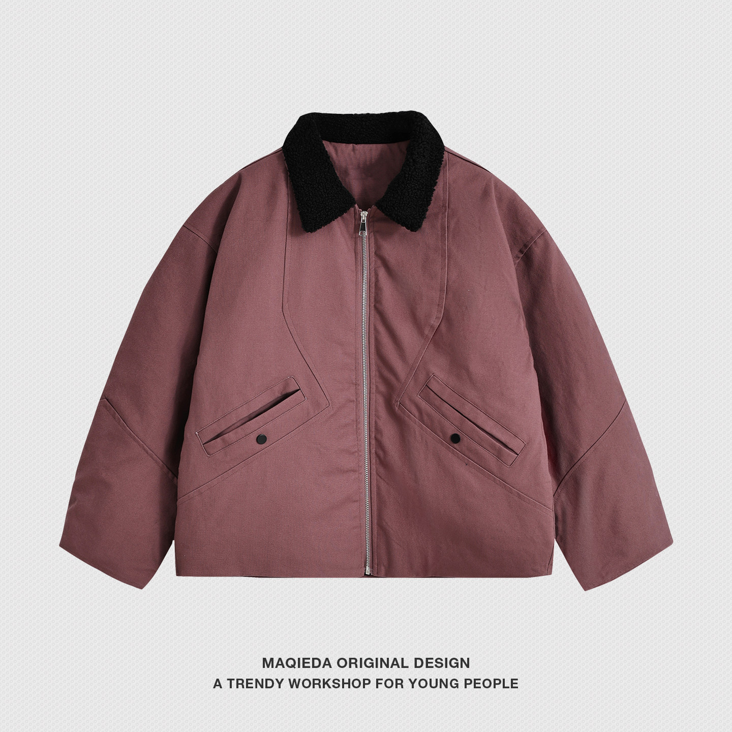 马切达冬季日系拼接羊羔毛领棉衣男款复古情侣棉服工装潮流外套,淘宝优惠券,粉丝福利购,淘宝优惠卷