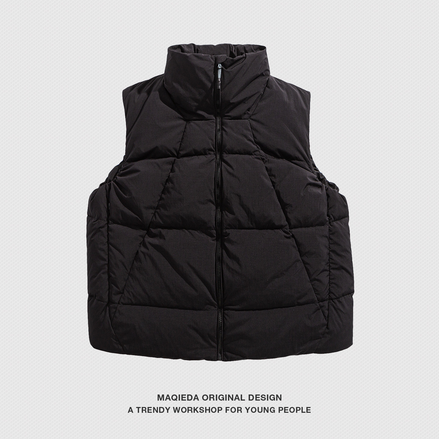 MAQIEDA美式潮牌立领冬季羽绒马甲男女情侣宽松休闲立领背心外套,淘宝优惠券,粉丝福利购,淘宝优惠卷