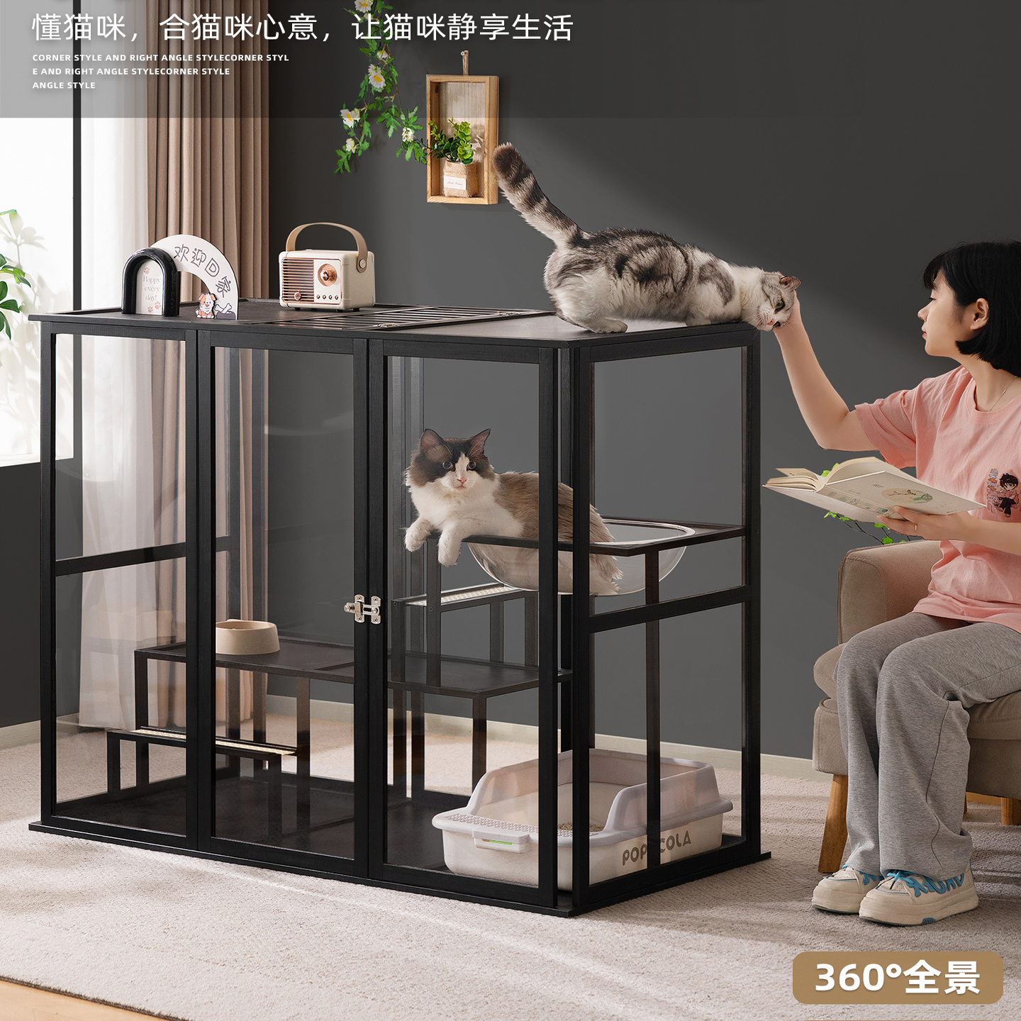 猫别墅猫笼子超大自由空间猫屋家用室内豪华猫柜猫咪房子猫舍猫窝 - 图1
