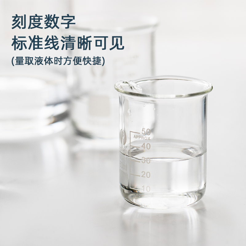 爱皂坊 优质透明玻璃烧杯 耐高温 量杯 带刻度250ML/100ML 1个 - 图0