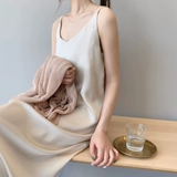 Шифоновое ретро платье, весенняя длинная длинная юбка, базовое платье-комбинация, средней длины, французский стиль