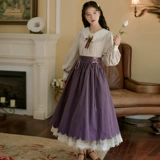 Осенняя ретро кукла, двухэтажный лонгслив, кружевная юбка, платье, комплект, с вышивкой