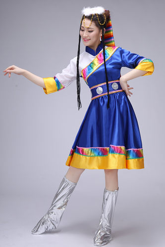 新款民族风藏族舞蹈表演服装 少数民族藏族演出服 水袖舞台服饰女 - 图2