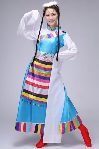 新款藏族舞蹈演出服装蒙古服饰女少数民族服装成人西藏广场舞水袖 - 图1