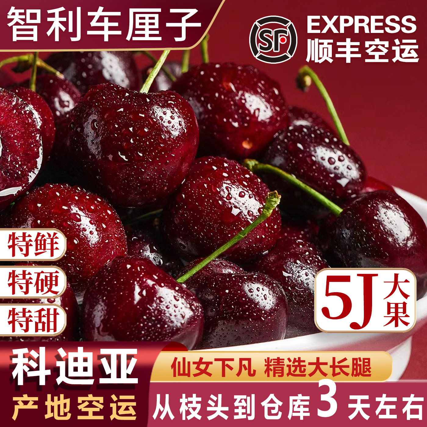 5j智利车厘子进口科迪亚新鲜水果大黑樱桃瑞礼盒吉娜原箱4j空运6j,淘宝优惠券,粉丝福利购,淘宝优惠卷