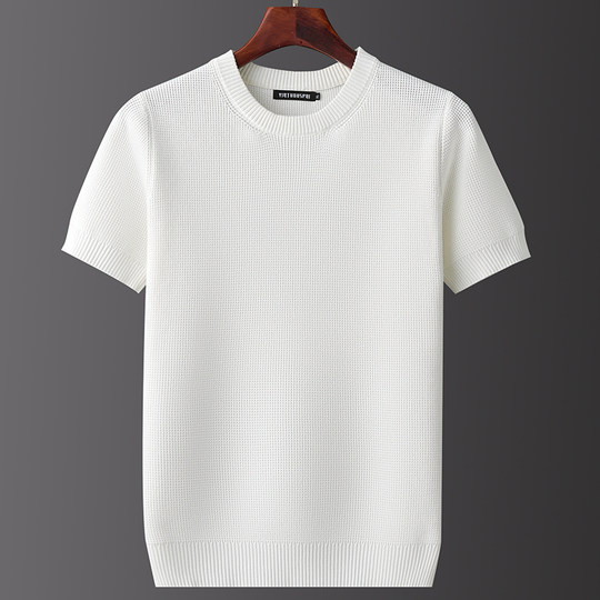 欧洲站秋冬保暖短袖休闲半袖针织衫2025年新款男士内搭加厚打底衫