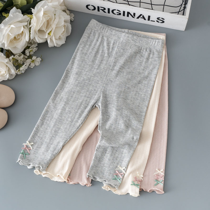 女童七分裤子夏季薄款外穿儿童装冰丝莫代尔宝宝洋气打底裤配裙子 - 图0