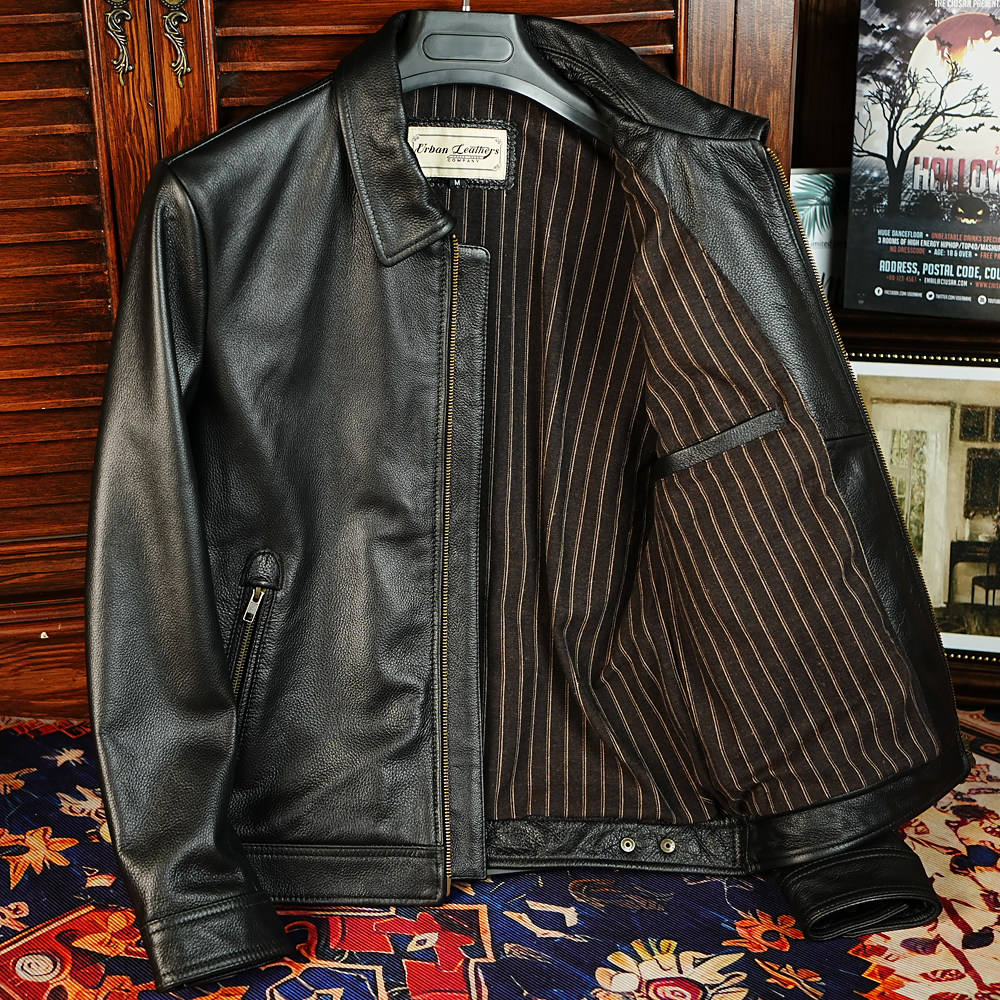 经典永存 真皮皮衣男士短款皮夹克 头层小牛皮翻领简约休闲款外套,淘宝优惠券,粉丝福利购,淘宝优惠卷