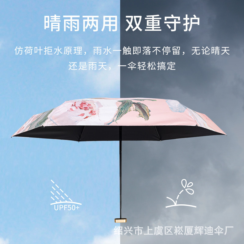 六折伞迷你超轻钛金防晒遮阳太阳伞晴雨两用折叠小巧便携口袋雨伞-图2