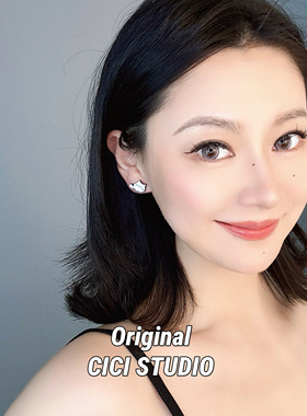 CICI STUDIO小众精工韩国白色猫咪小猫耳钉女甜美可爱卡通耳饰