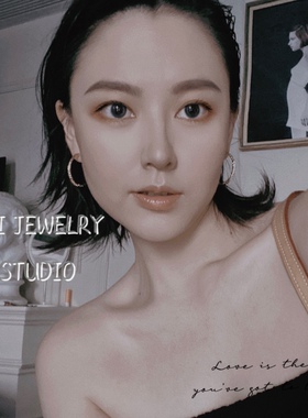 CICI 新款金属金银拼色设计师熔岩感简约时尚复古欧美耳圈耳环女