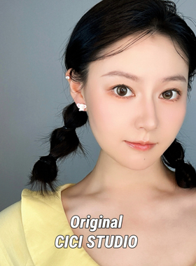 CICI STUDIO小众个性潮流吉象吉祥耳钉粉白色大象多巴胺精工耳环