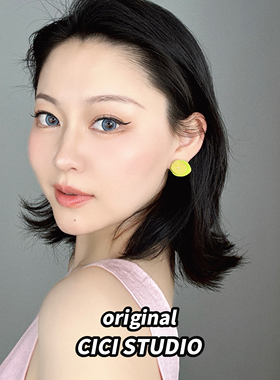 CICI STUDIO小众精工绿色花朵荷叶耳钉女百搭甜美高级感春夏耳饰