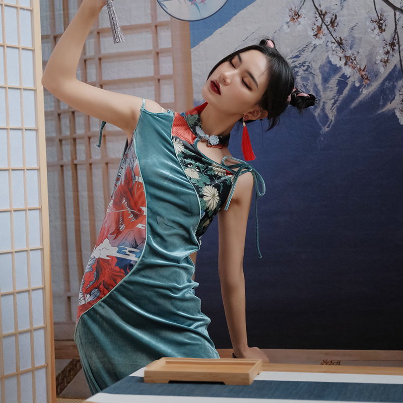 Sexy cheongsam, lightweight dress, skirt, Chinese style, 2021 collection Sexy cheongsam, lightweight dress, skirt, Chinese style, 2021 collection
