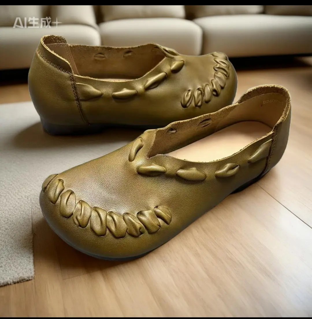 2607-1春季新品复古手工编织牛皮平底软底舒适透气低邦休闲单鞋,淘宝优惠券,粉丝福利购,淘宝优惠卷