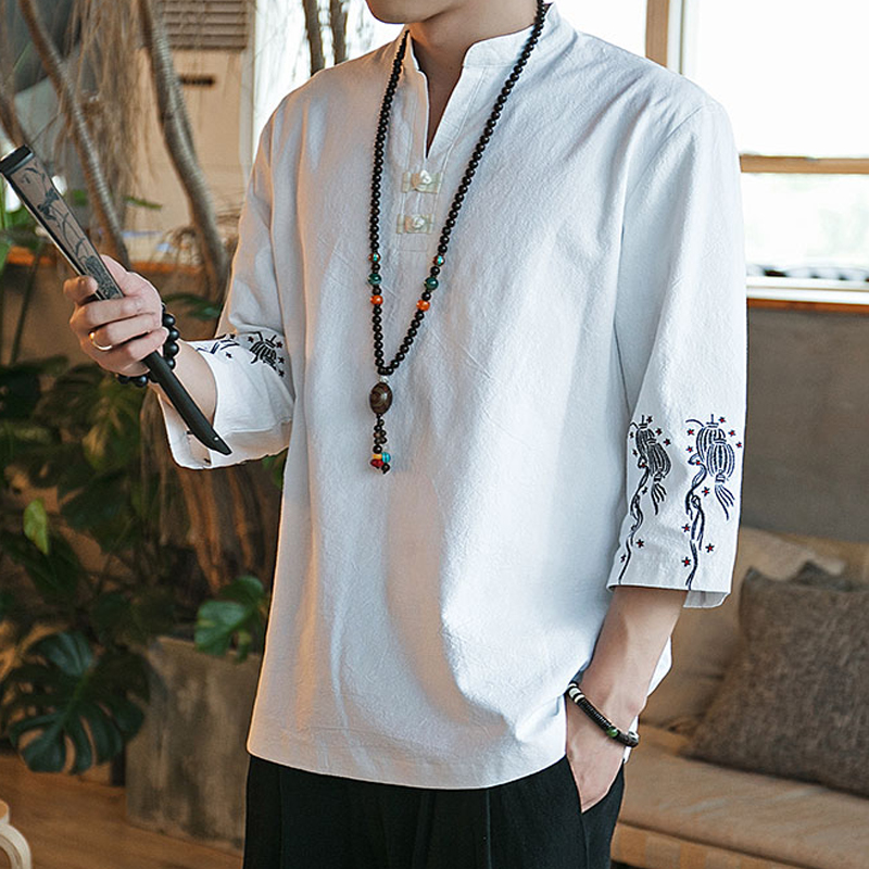 夏季男士唐装中国风盘扣复古刺绣 mvska蔓维斯卡民族服装