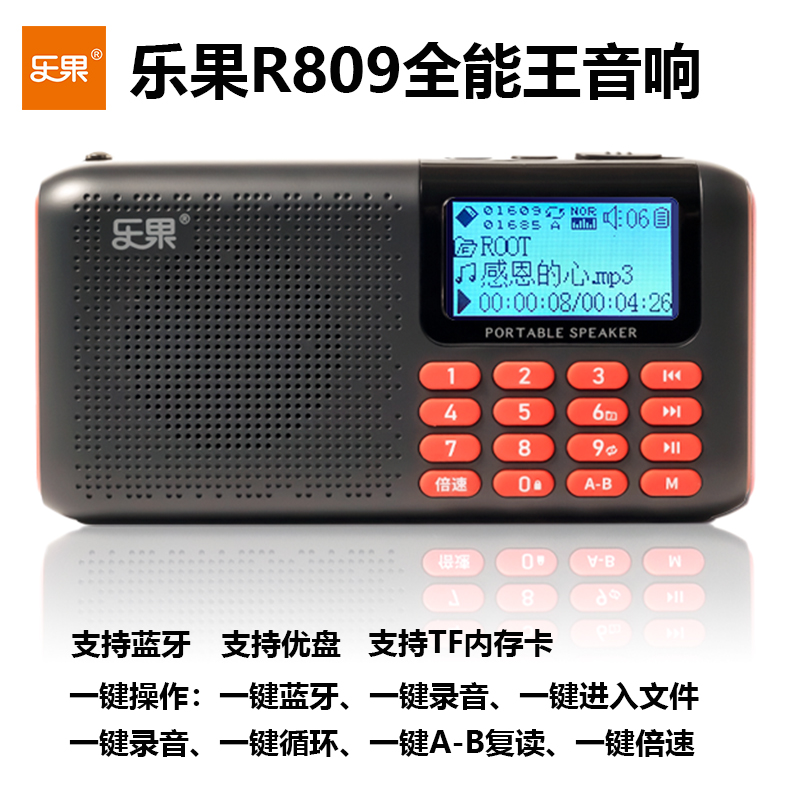 乐果R809收音机蓝牙音响一体便携式迷你播放器插卡音箱儿童随身听 - 图0