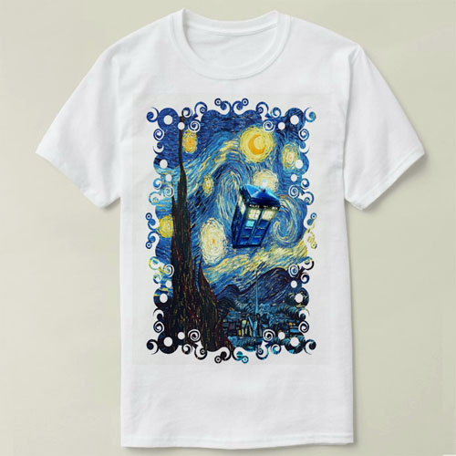 Doctorwho Blue Phone booth starry night 神秘博士 T-Shirt T恤 - 图0