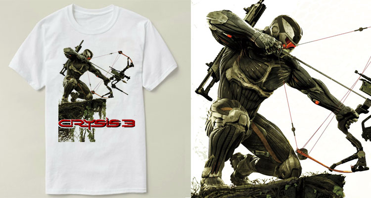 Crysis 3 Tee video GAME Shirt孤岛危机3圆领衣服定制T恤成人-图1