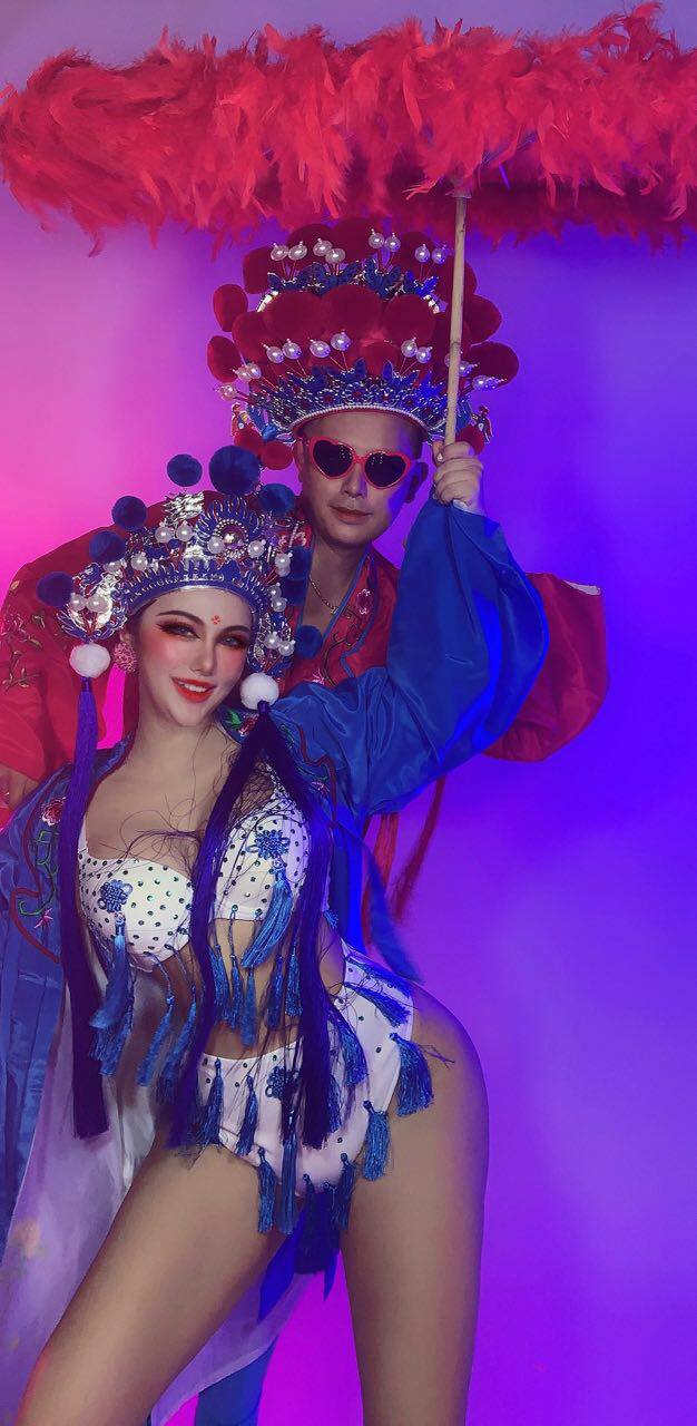 夜店酒吧影楼DJ舞队gogo七夕情人节红色国潮古风戏曲风演出服